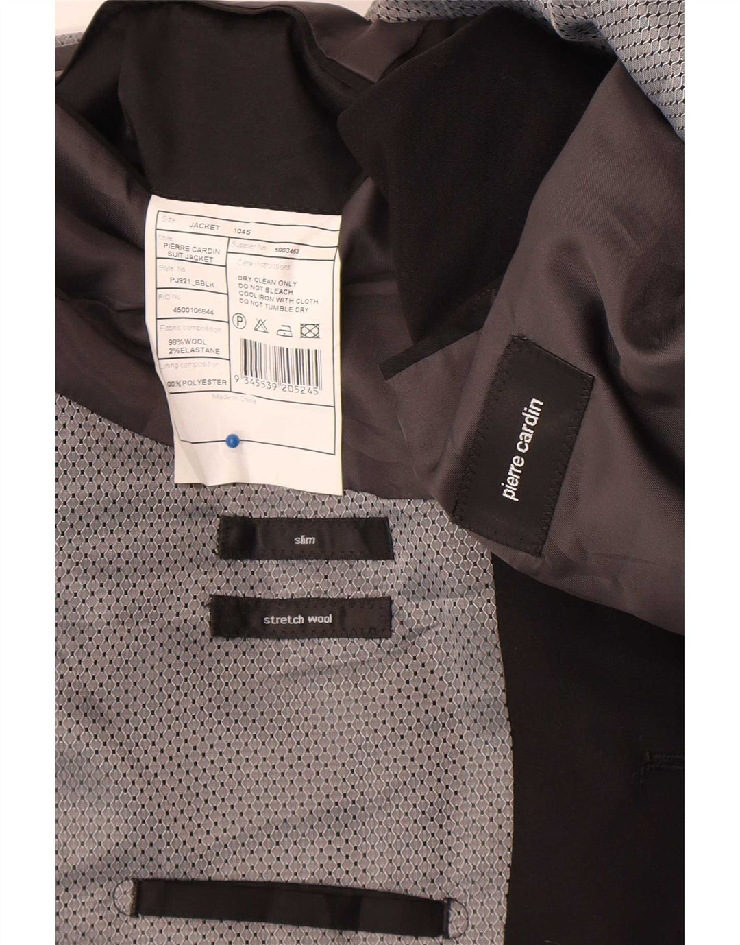Pierre Cardin Chaqueta tipo blazer entallada con 2 botones para hombre UK 38 Mediana Lana negra