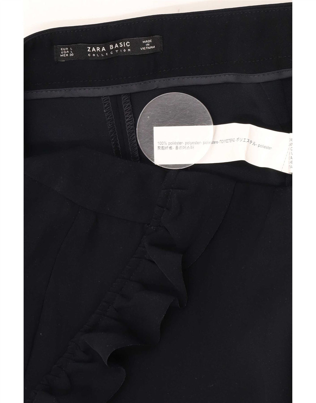 Zara Mujer Pantalón Corto Cónico Grande W30 L25 Poliéster Azul Marino