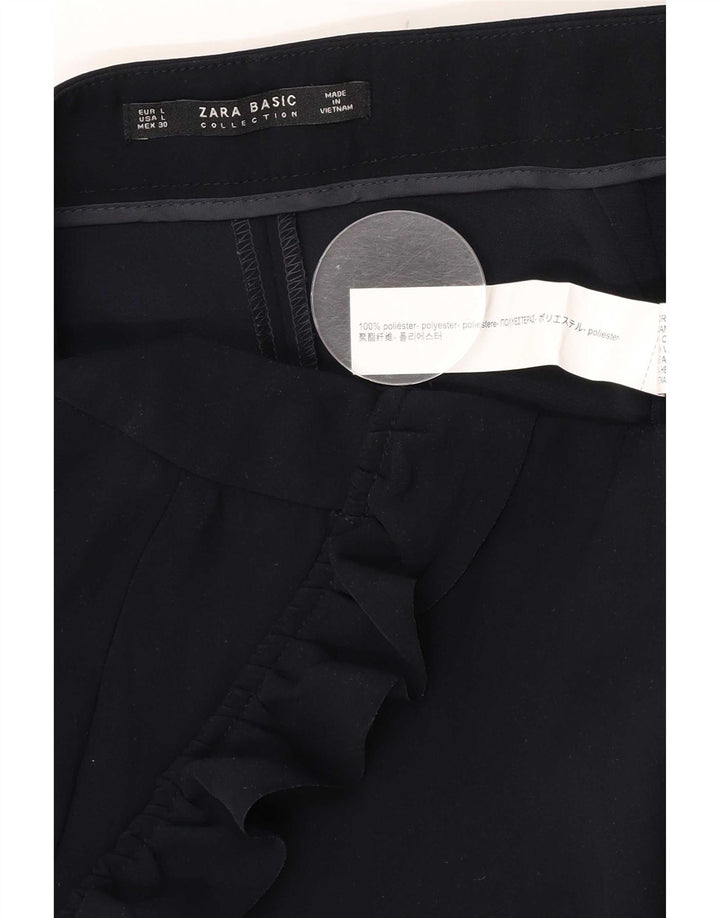 Zara Mujer Pantalón Corto Cónico Grande W30 L25 Poliéster Azul Marino
