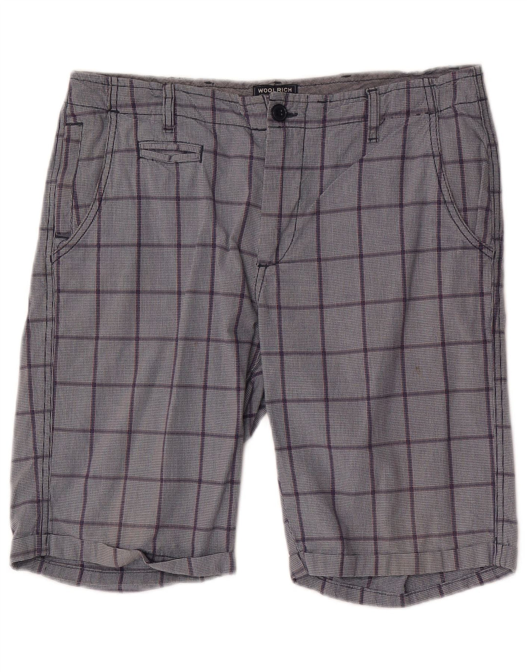 Woolrich Pantalones cortos chinos para hombre W32 Medium Blue Check