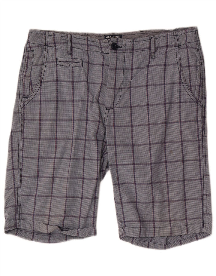 Woolrich Pantalones cortos chinos para hombre W32 Medium Blue Check