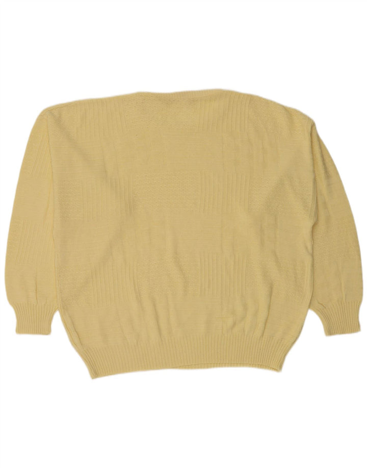 Vintage hombres cuello redondo jersey suéter IT 50 medio amarillo poliacrílico