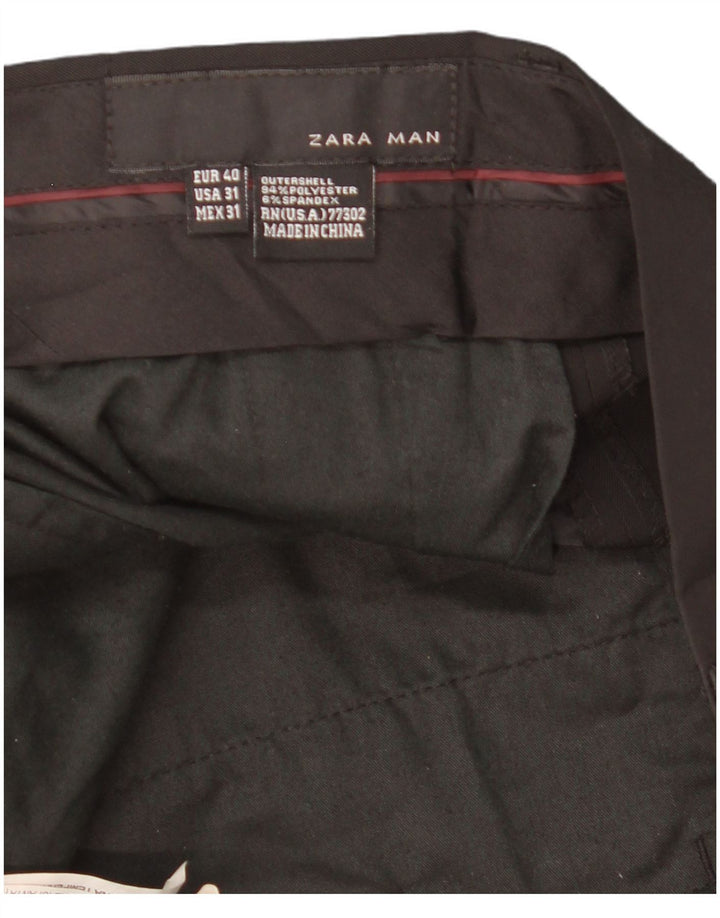 ZARA Pantalón chino recto para hombre EU 40 Medium W31 L34 Poliéster negro