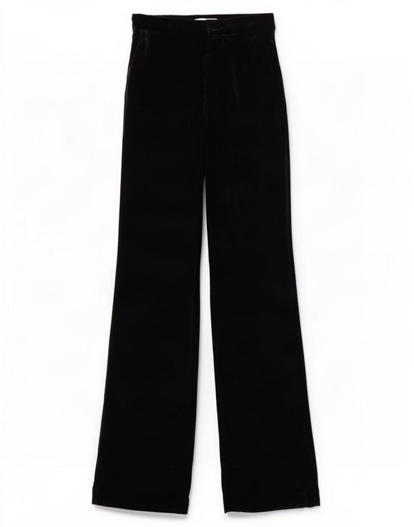 Zara Womens Wide Leg Velour Casual Trousers XS W24 L35 Black Polyester