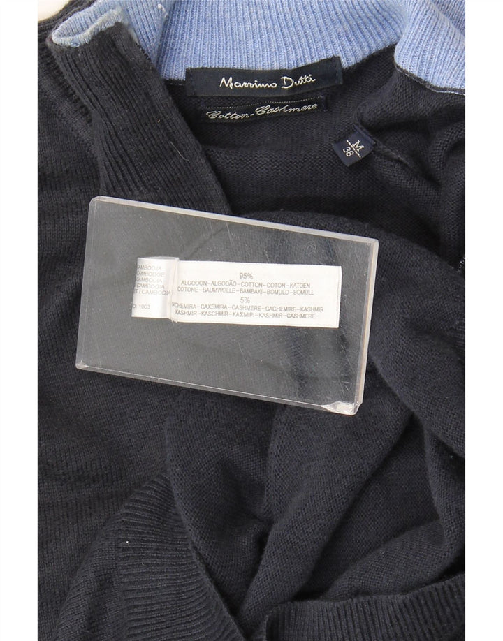 Massimo Dutti Jersey Hombre con Cremallera y Cuello EU 38 Medium Azul Marino Algodón