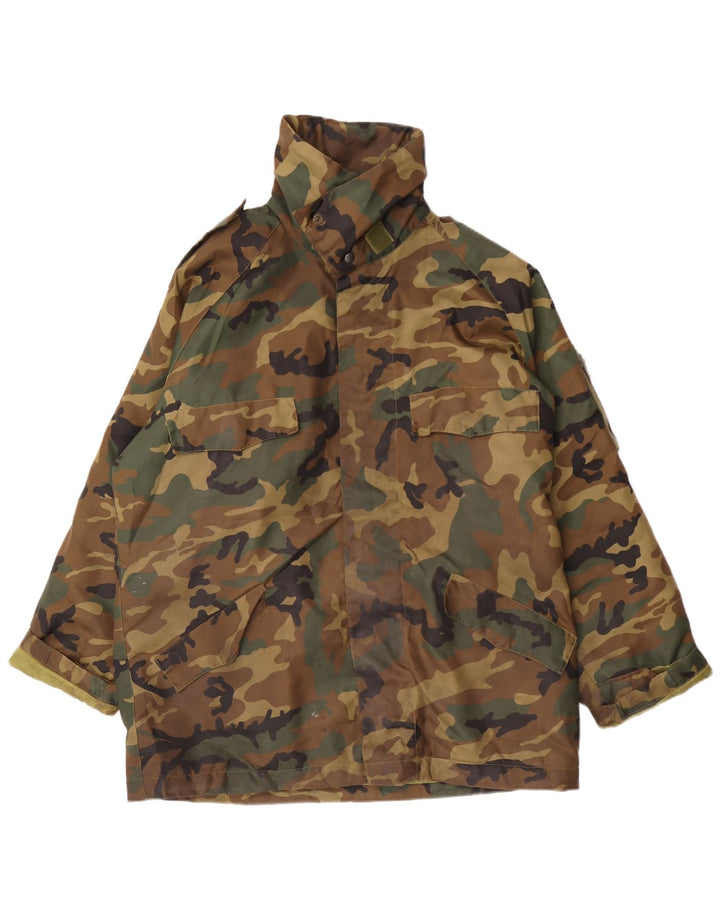 Vintage hombres chaqueta militar Reino Unido 42 XL caqui camuflaje poliéster