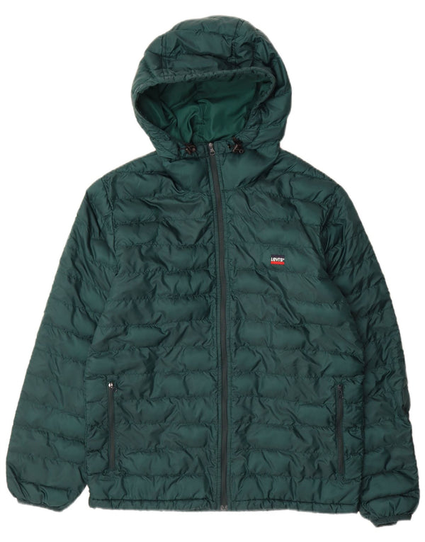 Levi's Chaqueta acolchada con capucha para hombre UK 36 Small Verde Poliéster