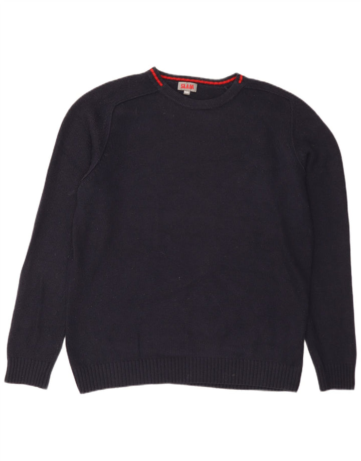 Slam Jersey con cuello barco para hombre, talla 2XL, lana azul marino