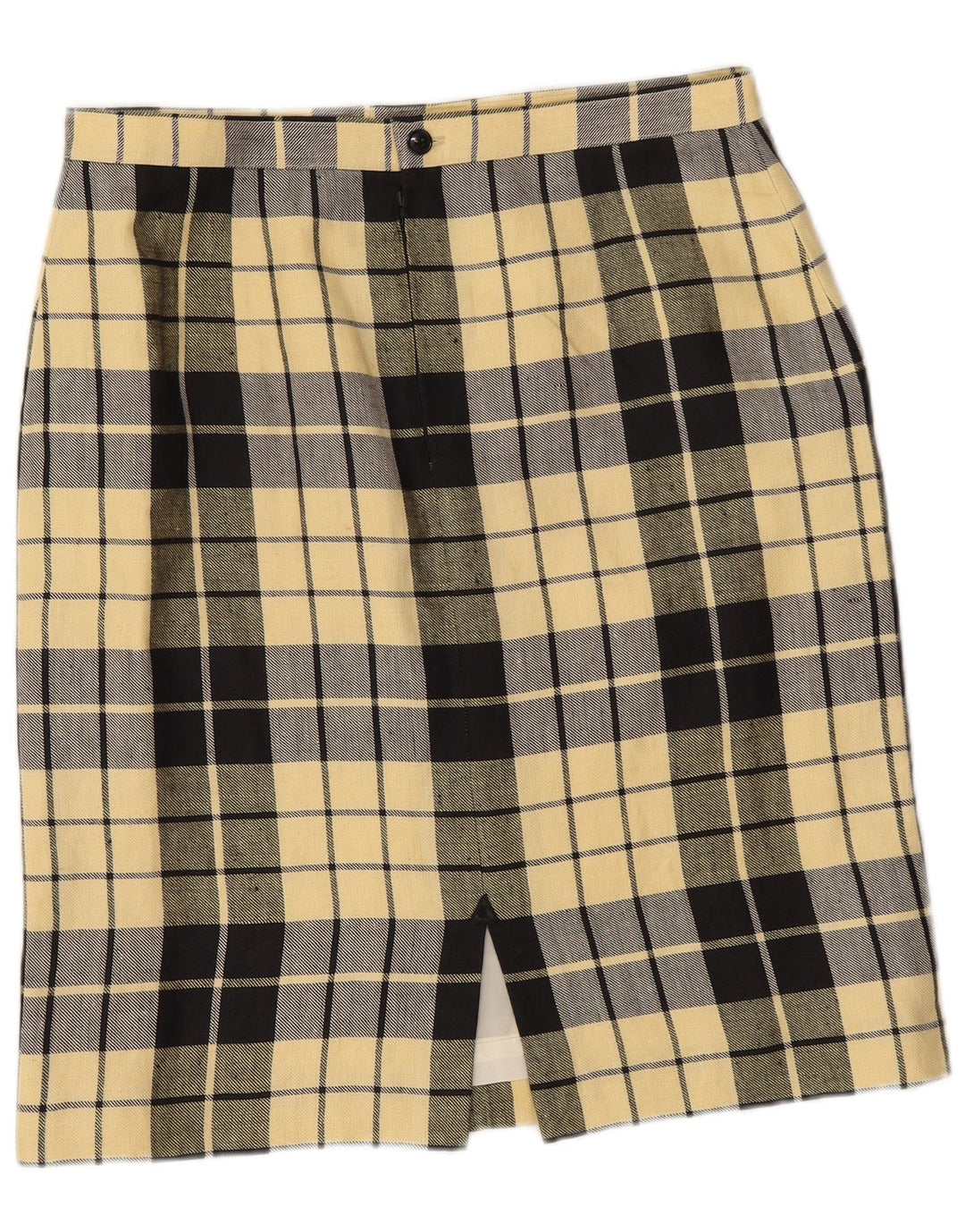 Falda lápiz vintage para mujer W33 cheque amarillo grande