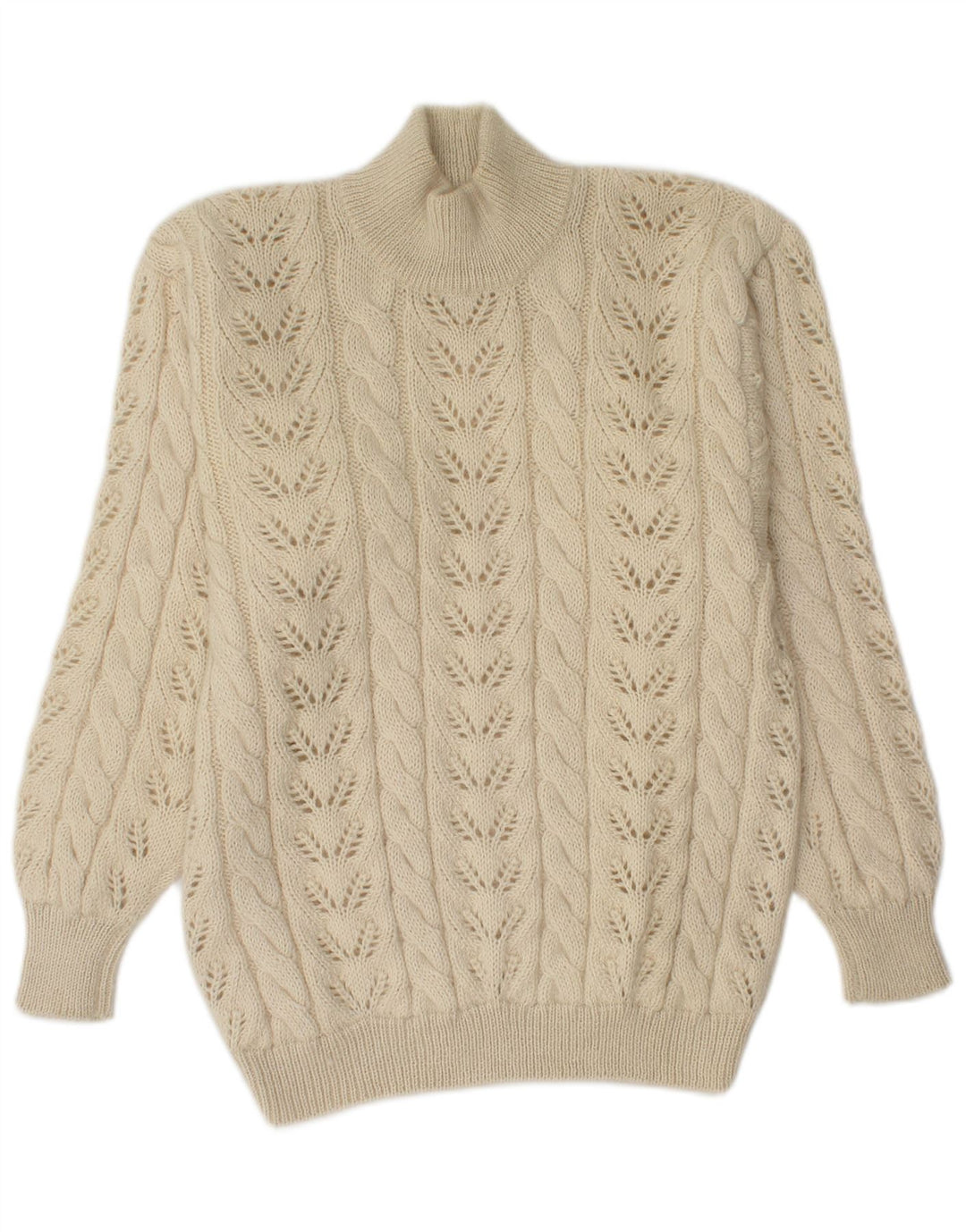Vintage hombres tortuga cuello jersey suéter medio beige