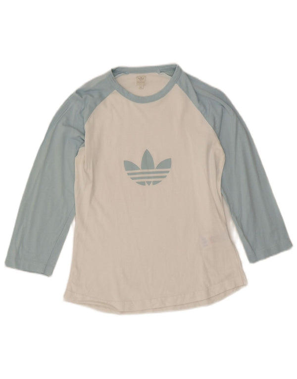 Adidas Top gráfico para mujer manga 3/4 IT 44 Algodón color block blanco mediano