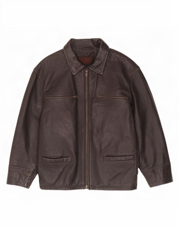 Bomb Boogie Chaqueta de cuero para hombre UK 36 Small Brown