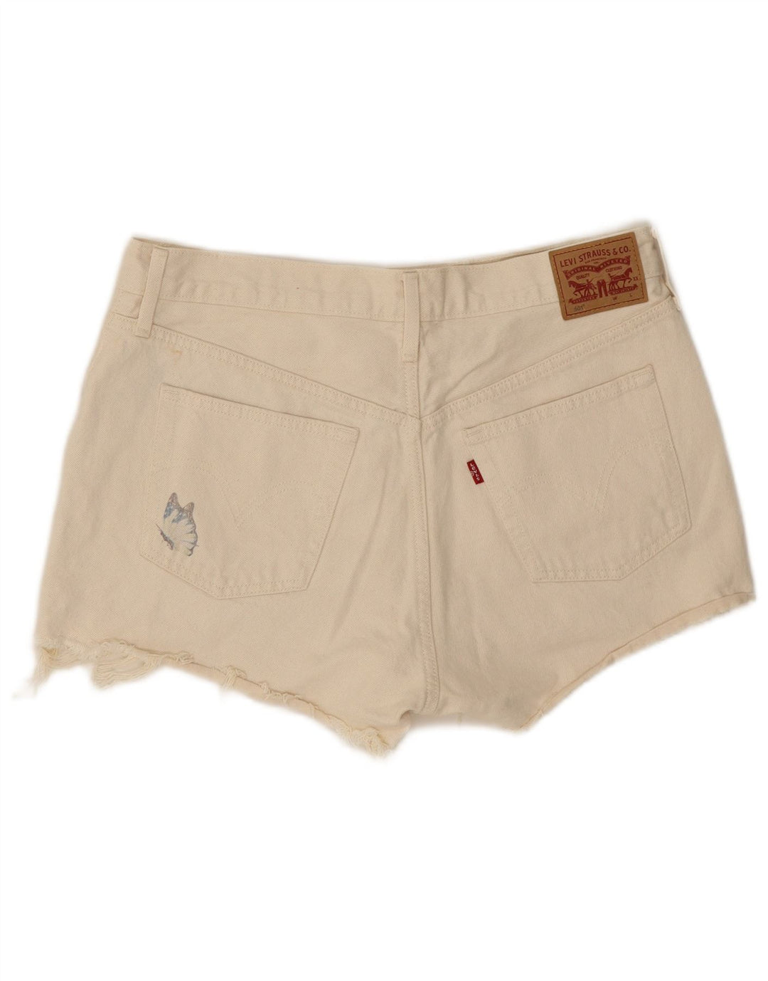 Levi's Mujer 501 Shorts De Mezclilla De Tiro Alto W31 Medium Off White Butterfly