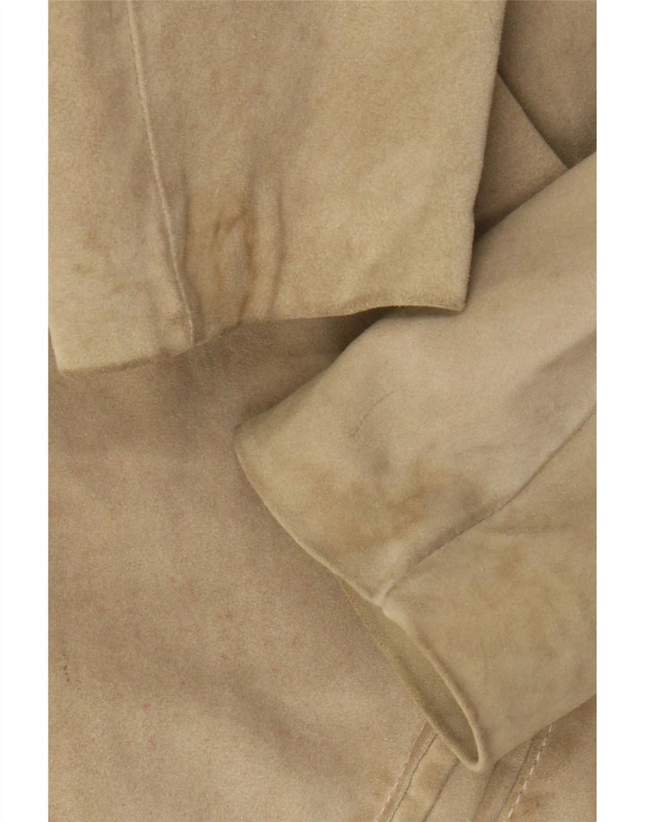 Chaqueta de ante vintage para mujer IT 46 cuero beige grande