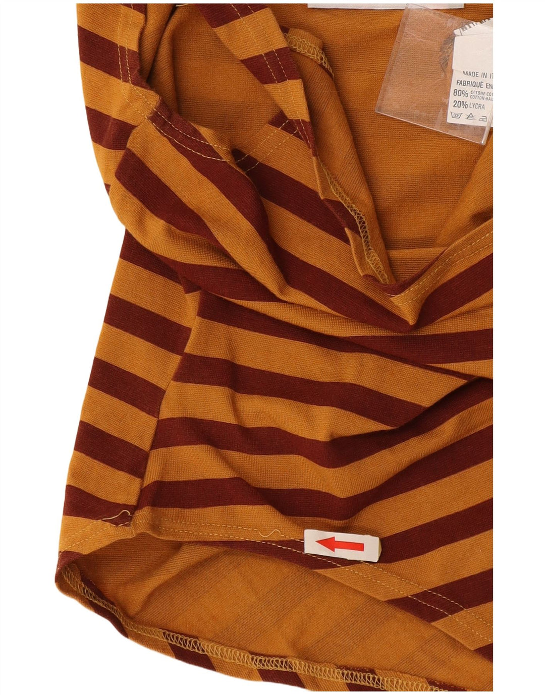 VINTAGE Body sin mangas para mujer Reino Unido 12 Algodón a rayas marrón medio