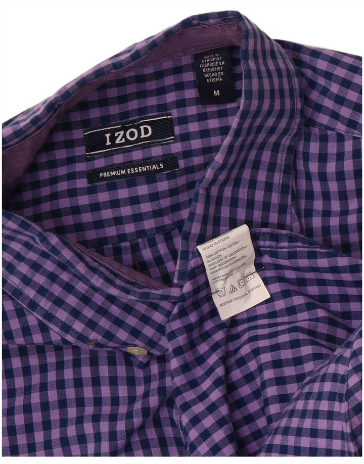 IZOD Camisa de hombre de algodón a cuadros violeta medio