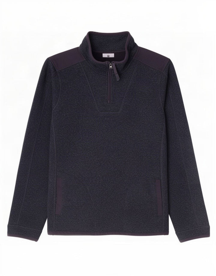 Sudadera con capucha y cuello con cremallera para hombre de Fat Face, jersey grande de poliéster moteado en azul marino