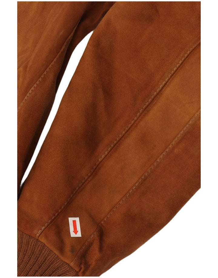 Vintage mujer ante bomber chaqueta Reino Unido 10 pequeño marrón