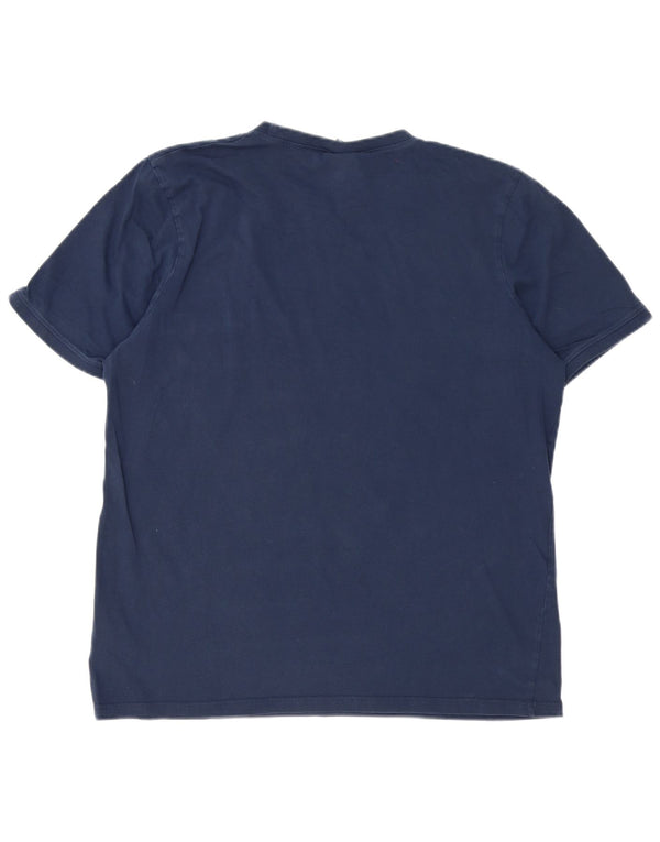 Ellesse Hombre Camiseta Gráfica Top XL Azul Marino Colorblock Algodón