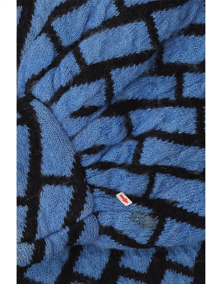 Vintage mujer longline oversized cardigan suéter Reino Unido 14 cheque azul medio