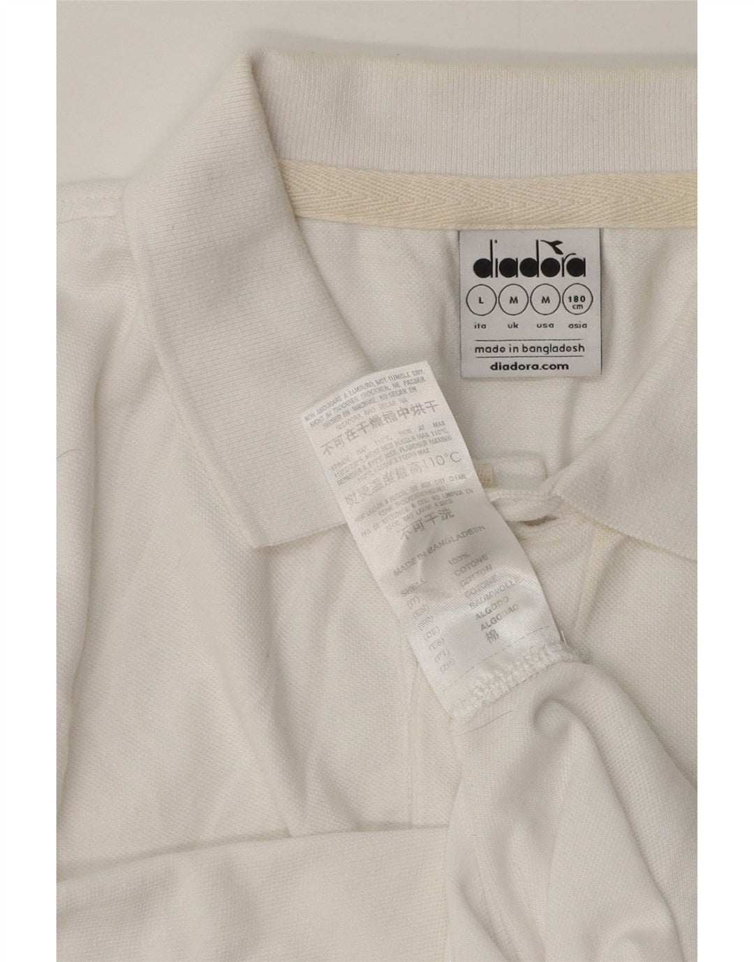 Polo Diadora Hombre Algodón Blanco Mediano