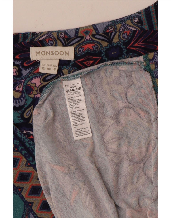 MONSOON Vestido recto de manga larga para mujer UK 12 Medium Multicolor Paisley