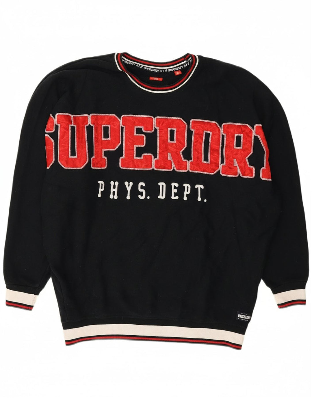 SUPERDRY Womens Graphic Oversized Sweatshirt Jumper UK 14 Large Navy Blue