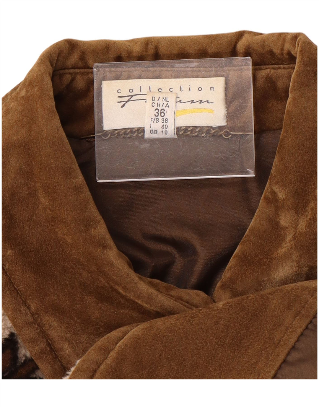 VINTAGE Abrigo cortavientos de gran tamaño para mujer Reino Unido 10 Pequeño Beige Fair Isle