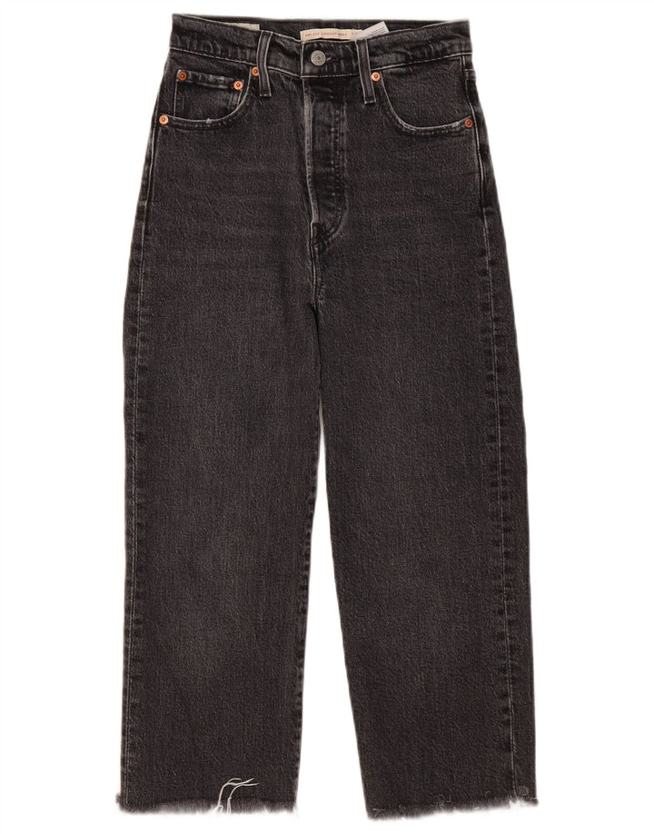 Vaqueros rectos desgastados Ribcage para mujer Levi's W25 L21 Algodón negro