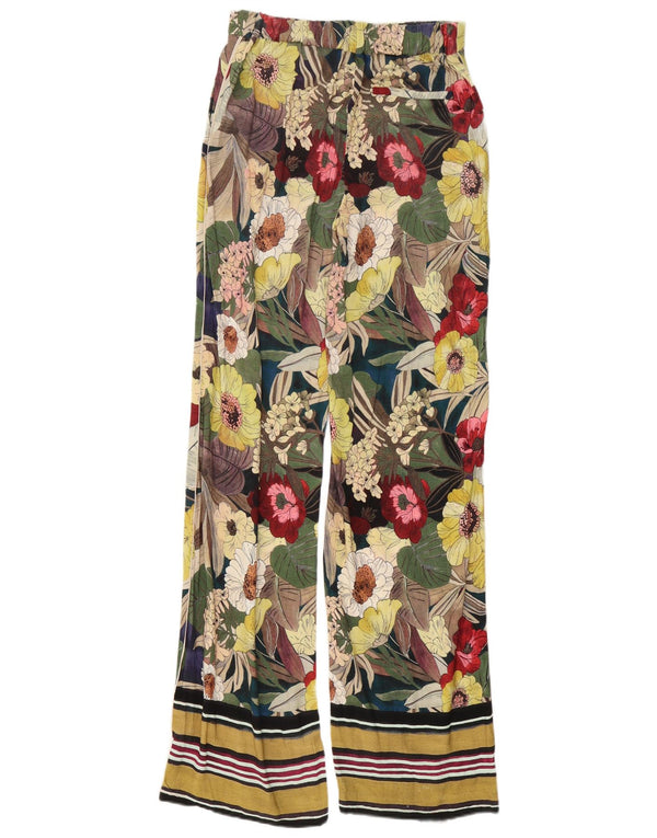Zara Womens Wide Leg Trousers Small W26 L34 Multicoloured Floral Viscose