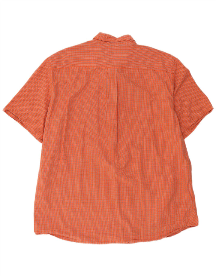 EDDIE BAUER Camisa de manga corta para hombre XL Algodón a cuadros naranja
