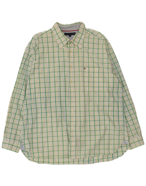 Tommy Hilfiger Camisa para hombre 2XL Algodón a cuadros verdes