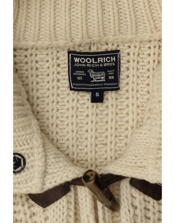 WOOLRICH Suéter tipo cárdigan largo extragrande para mujer UK 10 Small Off White