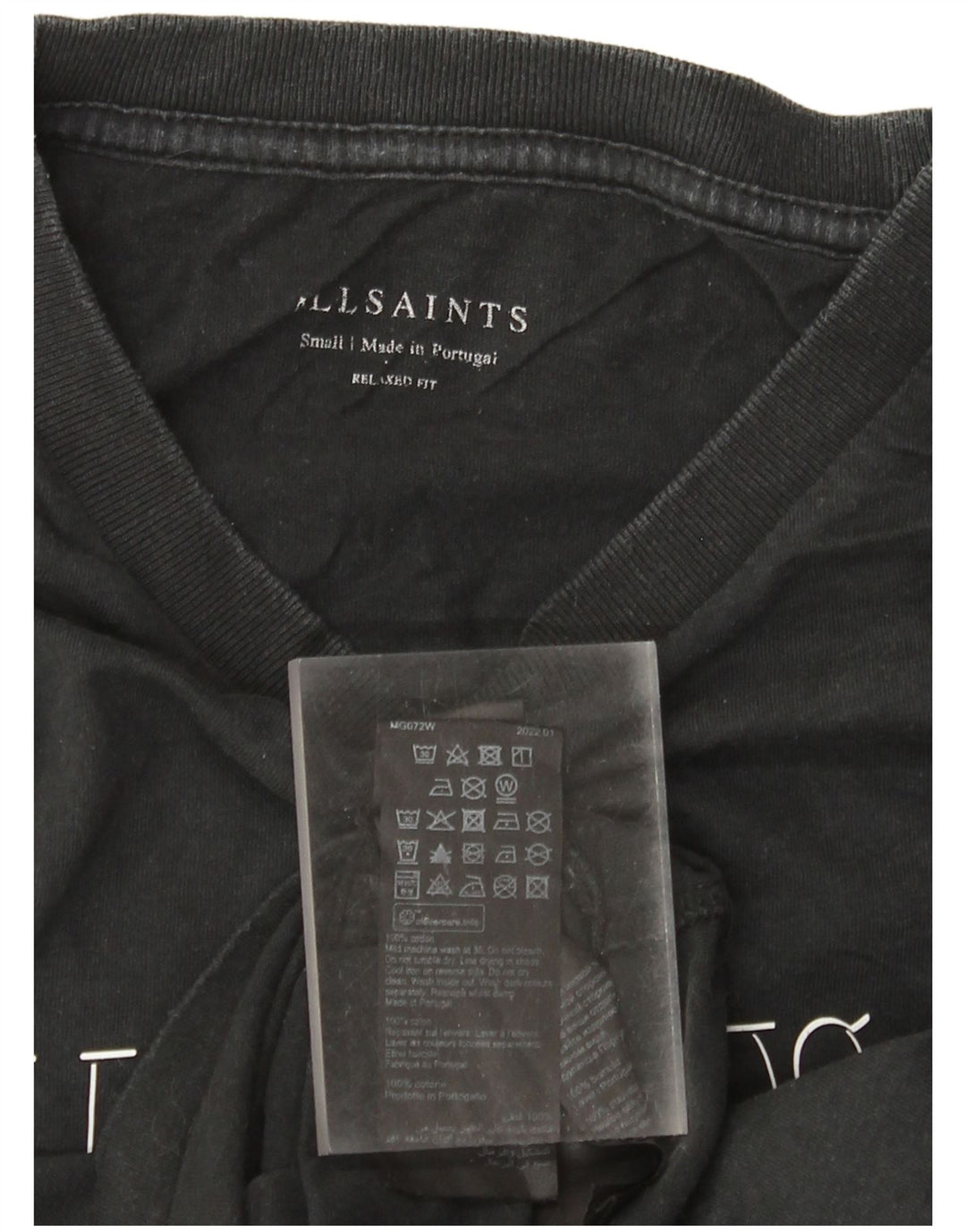 All Saints Camiseta gráfica de ajuste relajado para hombre Top pequeño de algodón negro