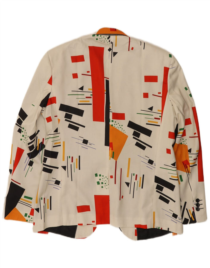 Vintage hombres 1 botón Blazer chaqueta Reino Unido 40 grande blanco geométrico