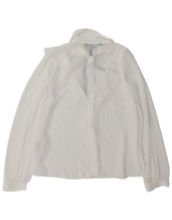 Zara Womens Ruffle Front Oversized Shirt Blouse UK 6 XS White Polyester