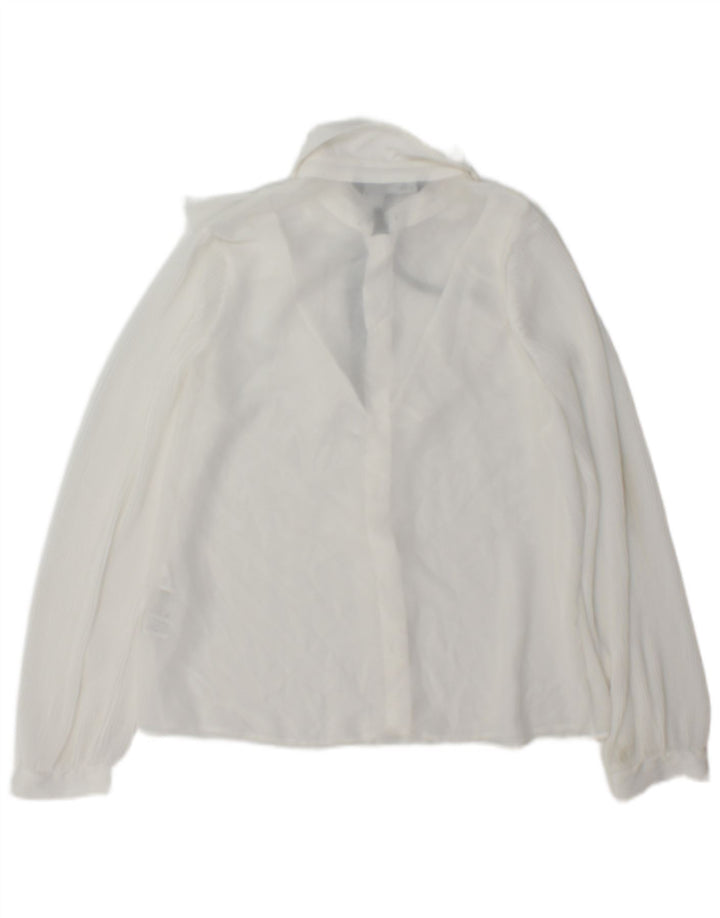 Zara Blusa camisera extragrande con volante en la parte delantera para mujer UK 6 XS Poliéster blanco