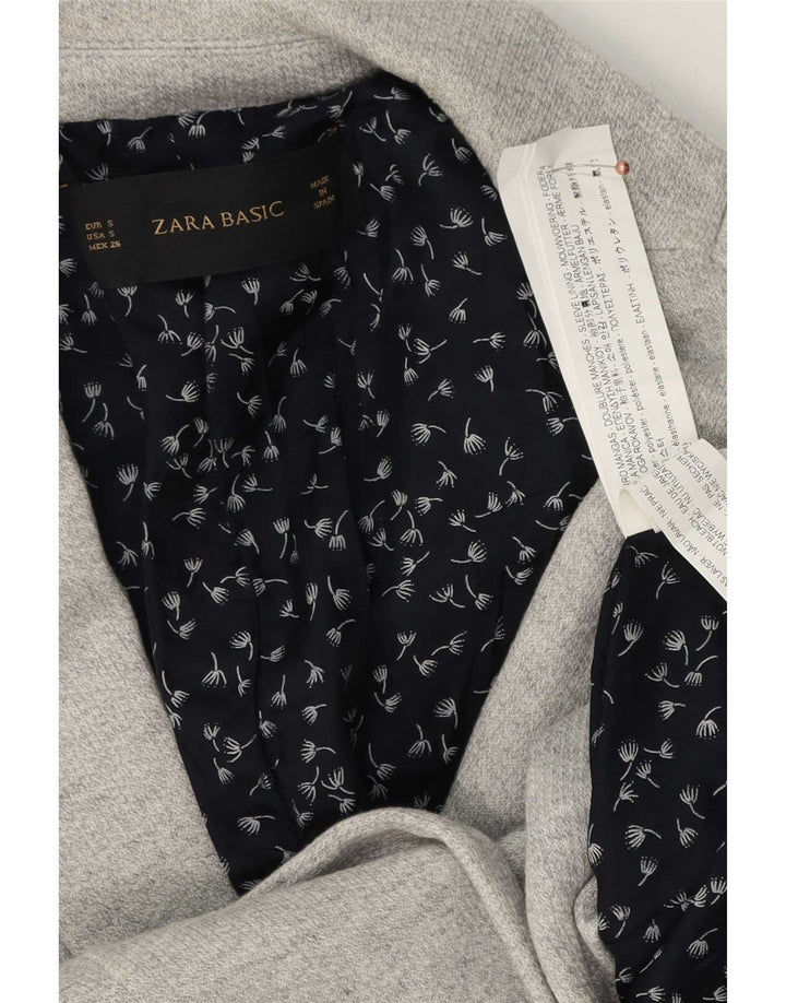 Zara Mujer Chaqueta Blazer De 1 Botón UK 10 Small Gris Poliéster