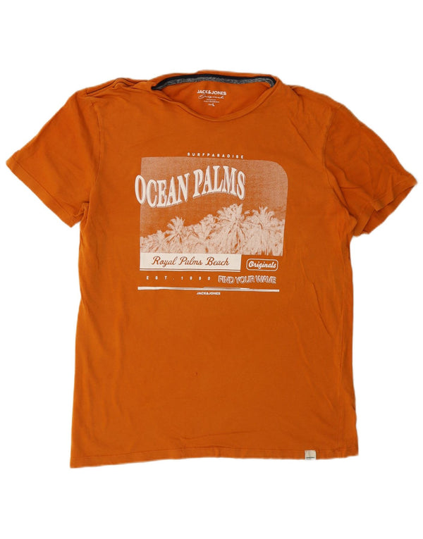 Jack & Jones - Camiseta gráfica para hombre, talla grande, color naranja, algodón