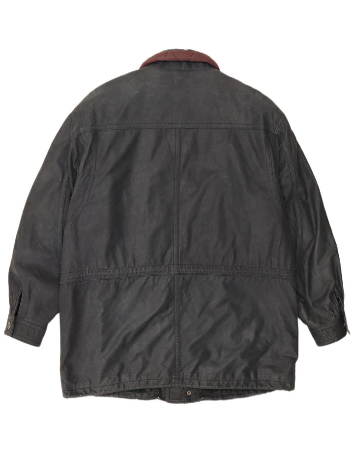 Chaqueta de cuero vintage para hombre IT 50 gris grande