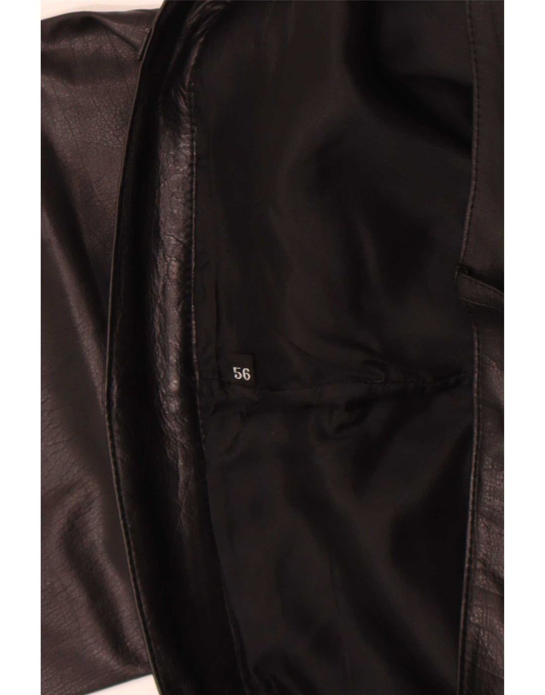 Pantalones de cuero rectos vintage para mujer W36 L32 Negro