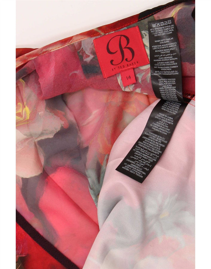 Ted Baker Blusa para mujer Top UK 44 Poliéster floral rojo grande
