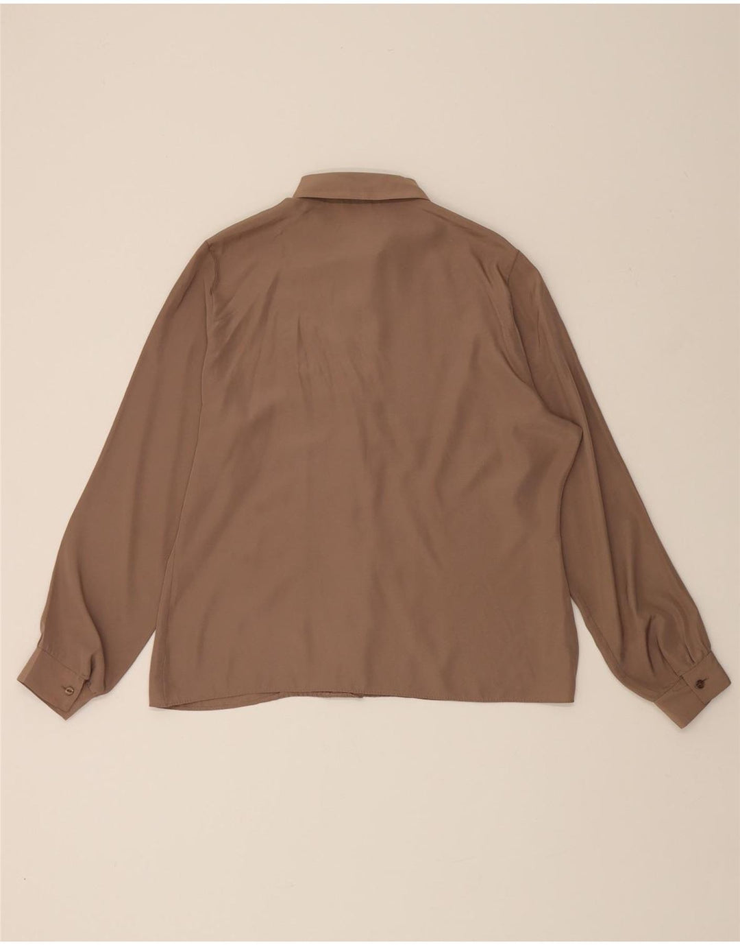 VINTAGE Womens Oversized Shirt Blouse UK 10 Small Beige Polyester Vintage Vintage and Second-Hand Vintage from Messina Hembry 