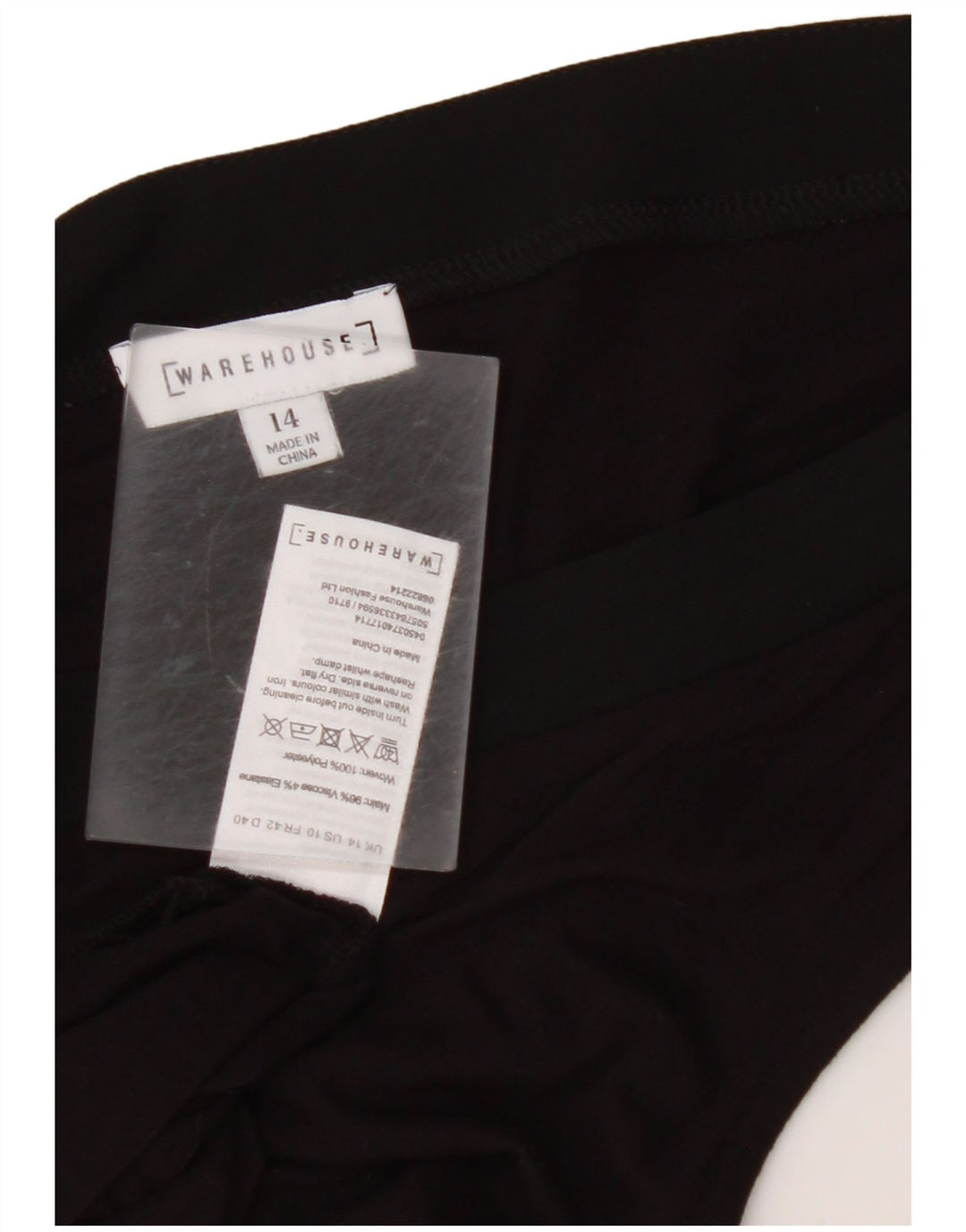 WAREHOUSE Top corto sin mangas para mujer UK 44 Viscosa negra mediana