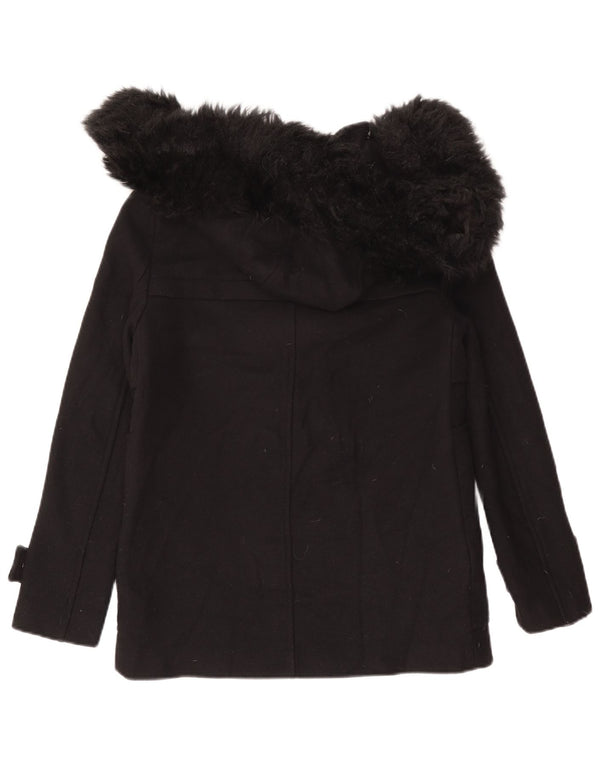 Chaqueta de tren con capucha Zara para mujer UK 44 Medium Black Wool