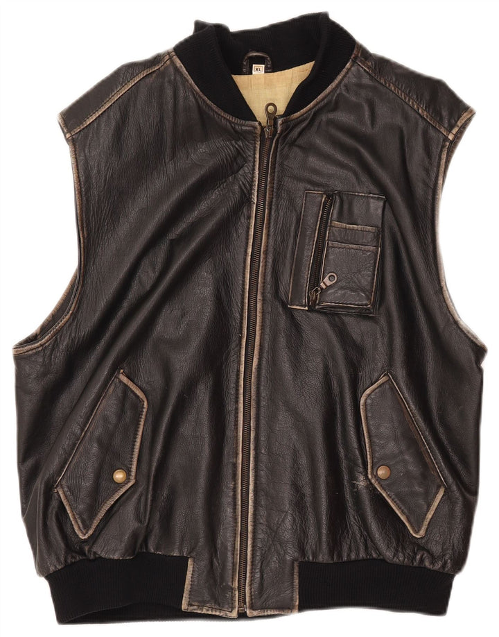 CONBIPEL Chaleco de cuero para mujer ES 40 XL Cuero negro