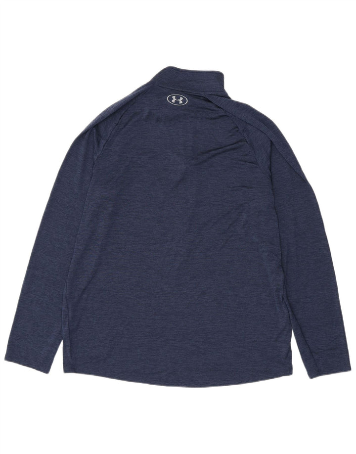 Under Armour Hombre Heat Gear Zip Neck Jersey Chándal Top Grande Azul Marino