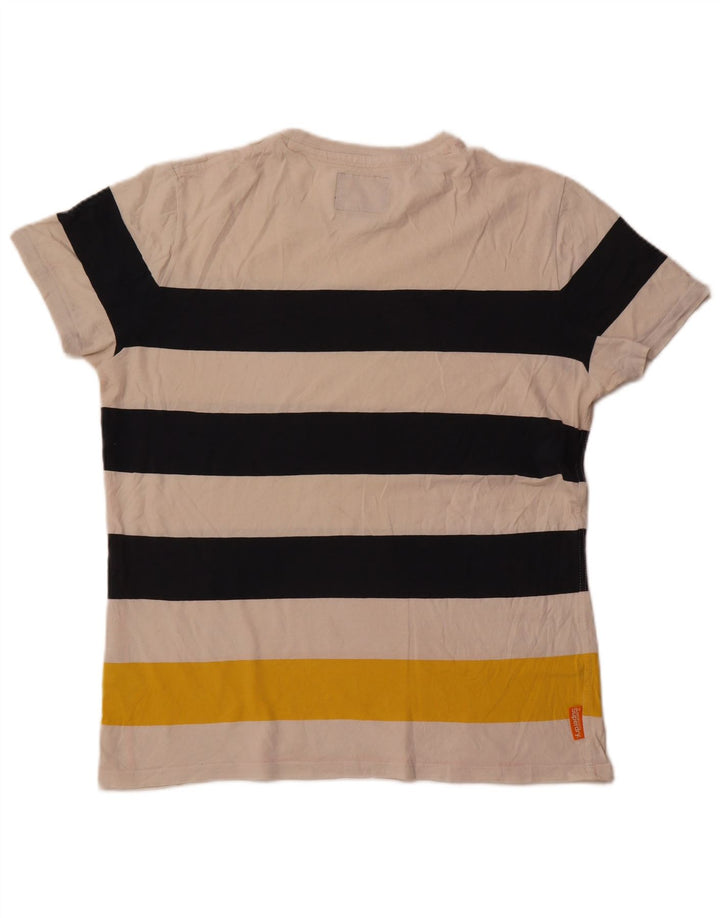 Superdry Camiseta para hombre Top 2XL de algodón a rayas blanco roto