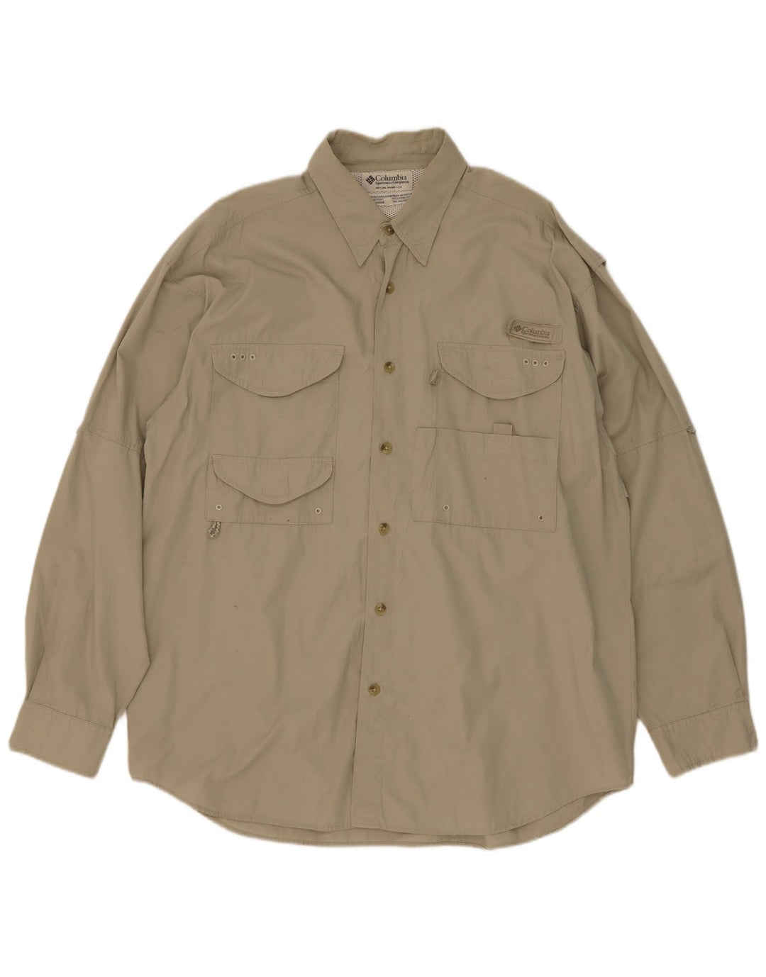 Camisa Columbia Hombre Algodón Caqui Medio