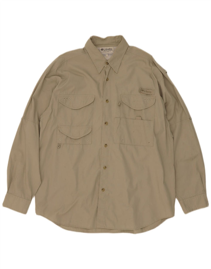 Camisa Columbia Hombre Algodón Caqui Medio